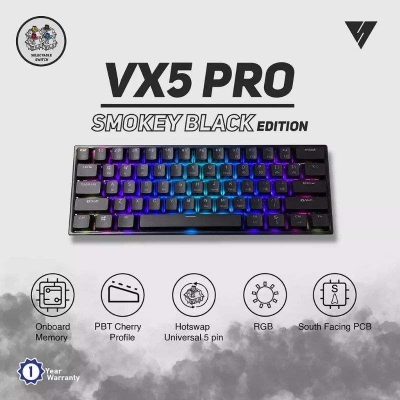 VortexS eries VX5 PRO Smokey Black Edition Mechanical Keyboard