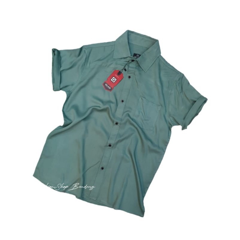 Kemeja Polos Pria Sage Green Premium Bahan Katun Rayon Terbaru