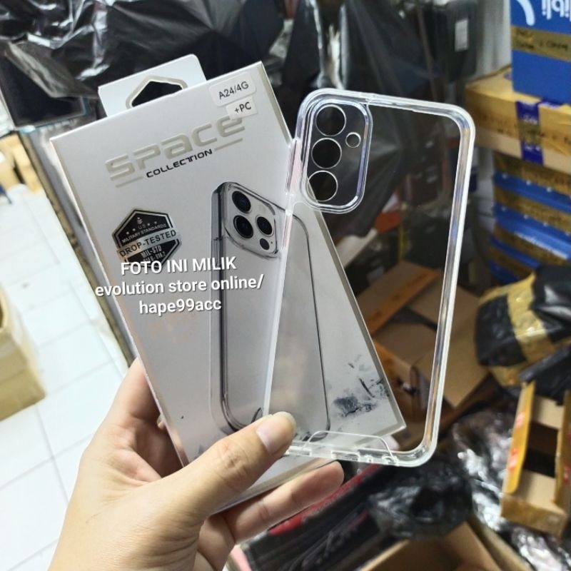 Samsung A24 premium clear case space Military