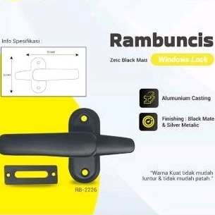 slot/grendel/rambuncis/kunci jendela kayu warna hitam murah 2226