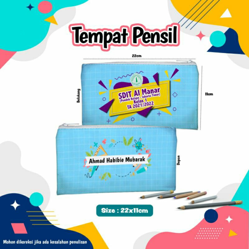 

Tempat pensil custom tulisan dan gambar free desain gratis