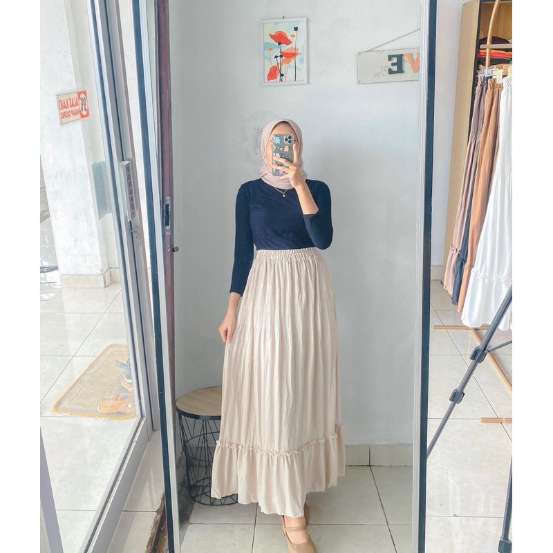 DELLA SKIRT- Rok Ruffle Korean Skirt Premium Allsize fit XXL