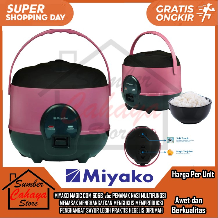 MIYAKO MAGIC COM 606B-sbc PENANAK NASI MULTIFUNGSI   MEMASAK MENGHANGATKAN MENGUKUS MEMPRODUKSI PENG