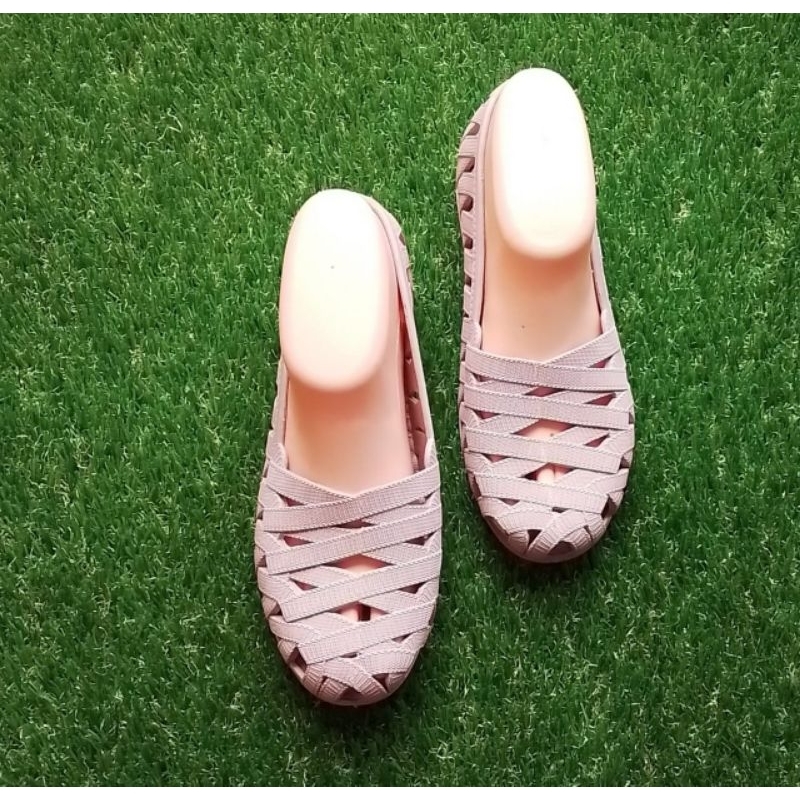 QQ400, Flat Shoes Wanita, bahan karet PVC