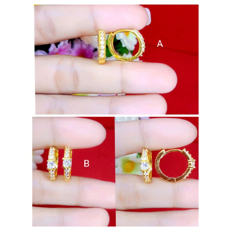 anting jepit mata zicron lapis emas 24k