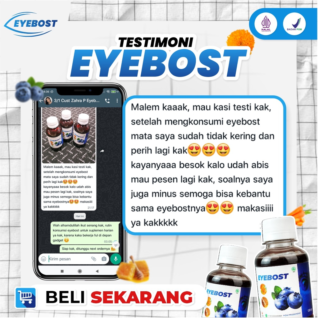 Eyebost Original Multivitamin Madu Ampuh Atasi Masalah Mata Kurangi Mata Minus Mines Gatal Perih Kering Cegah Katarak Tajamkan Penglihatan IsI 200ml