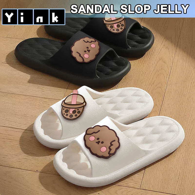 Yink Sandal Slop Wanita Kekinian Sendal Rumah Lucu Korea Sepat Terbaru 2025 Slip On Empuk Bersantai EVA Murah Karet Kamar Mandi
