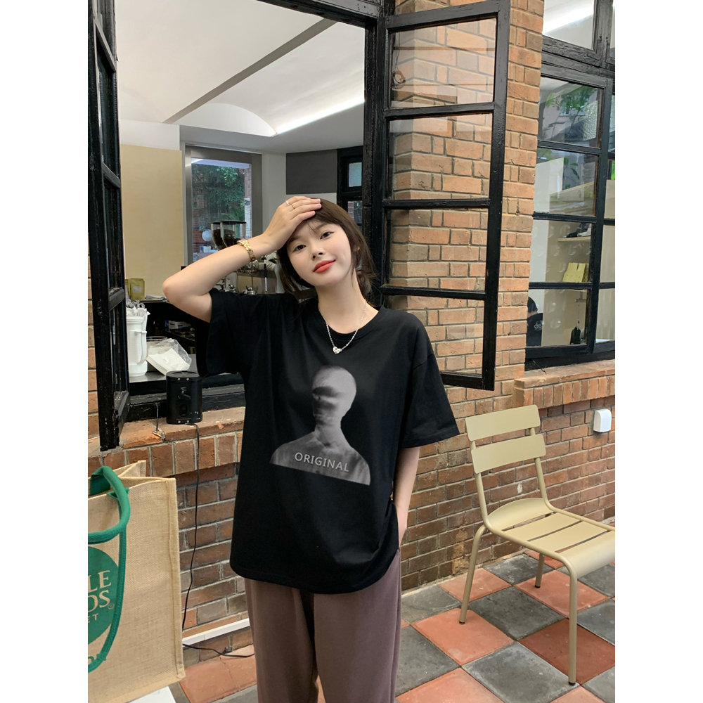 Kaos Puith Atasan Wanita Lengan Pendek Oversize Printed T-shirt Baju Wanita Kekinian Korean Style