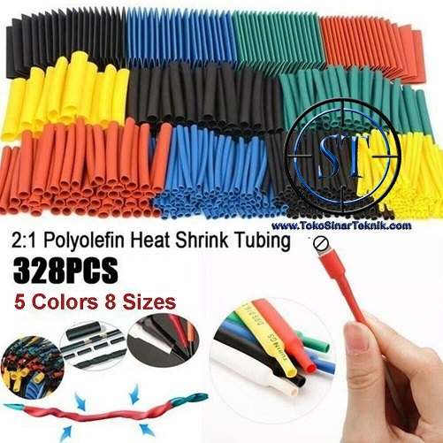 328 Pcs Heat Shrink Tube Selongsong Bakar Pelapis Kabel Multi Color 8 Size Heatshrink Insulated Sleeve