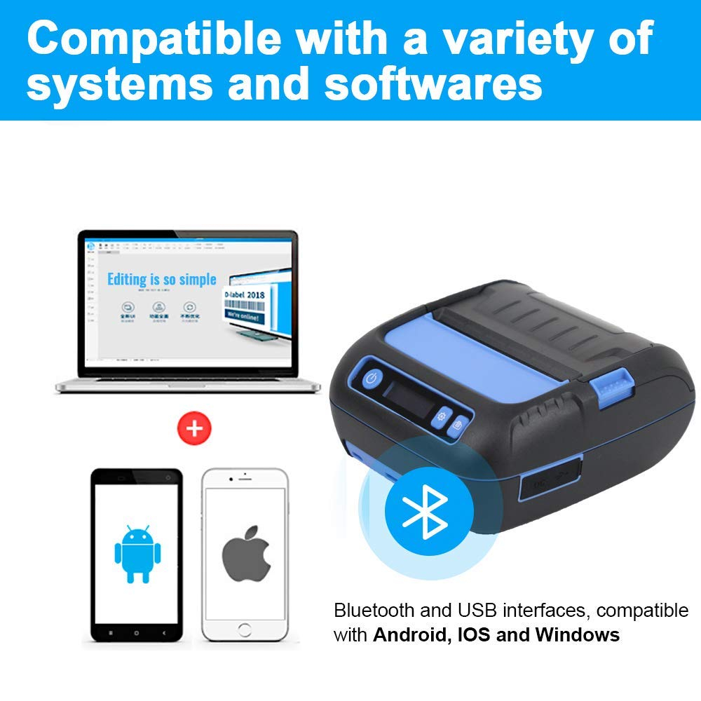 Portable Thermal Printer Bluetooth / Printer Resi Label Pengiriman / Receipt Printer