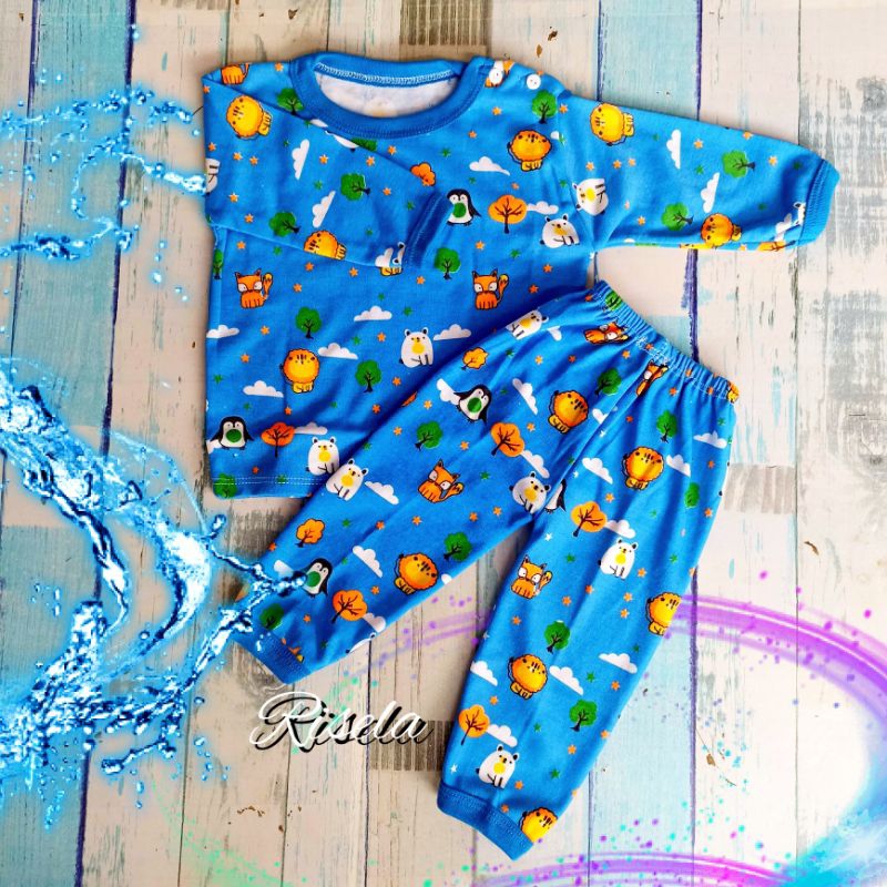 1Set Oblong Piyama Bayi Panjang 0-24 Bulan Motif Lucu/Piyama bayi Motif karakter