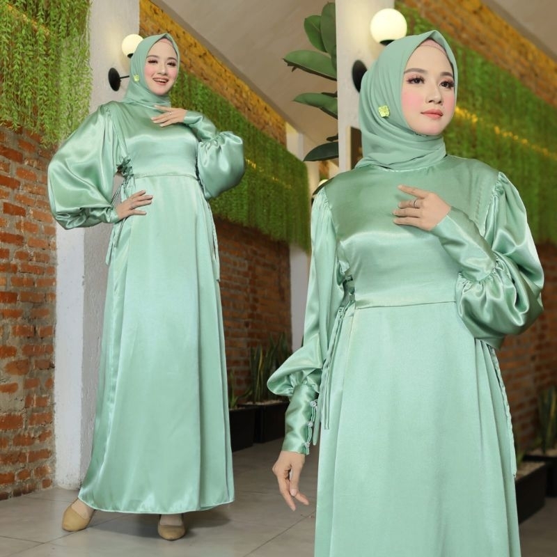 Baju Gamis Polos Wanita remaja Dewasa Trend Kekinian Lebaran Pesta Terbaru 2023 Bahan Premium Ready 