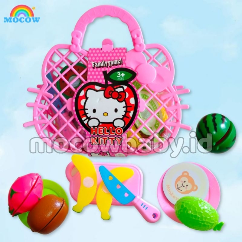Tas Hello Kitty + Buah Potong / mainan anak masakan