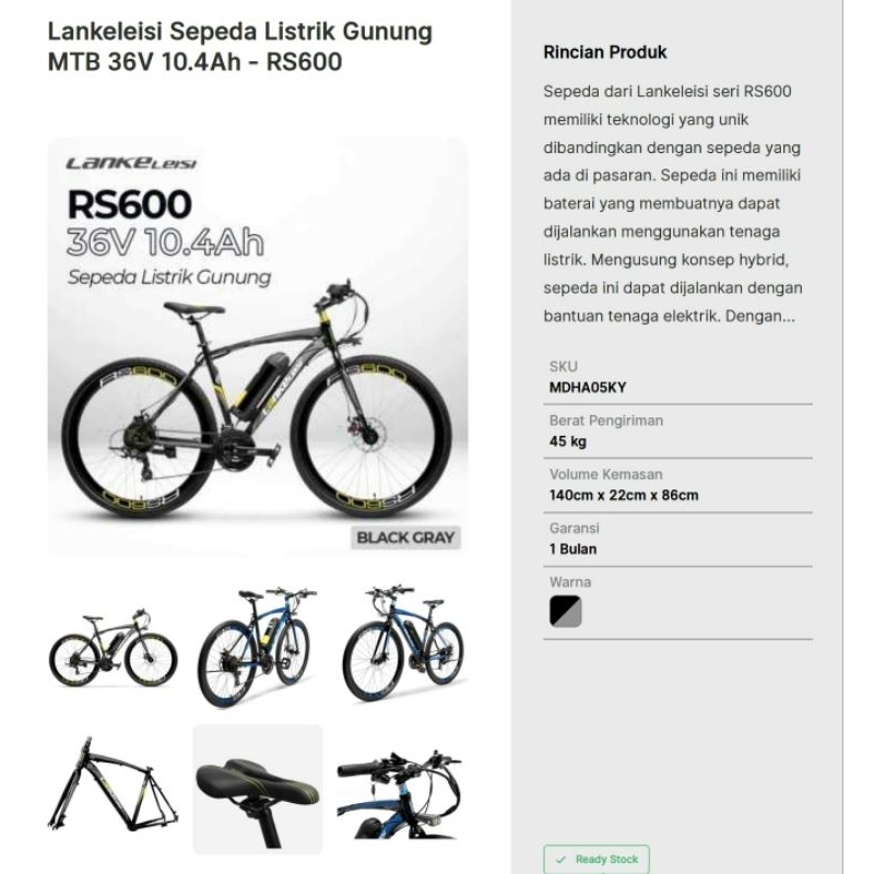 aneka sepeda gunung MTB listrik electric Lankeleisi