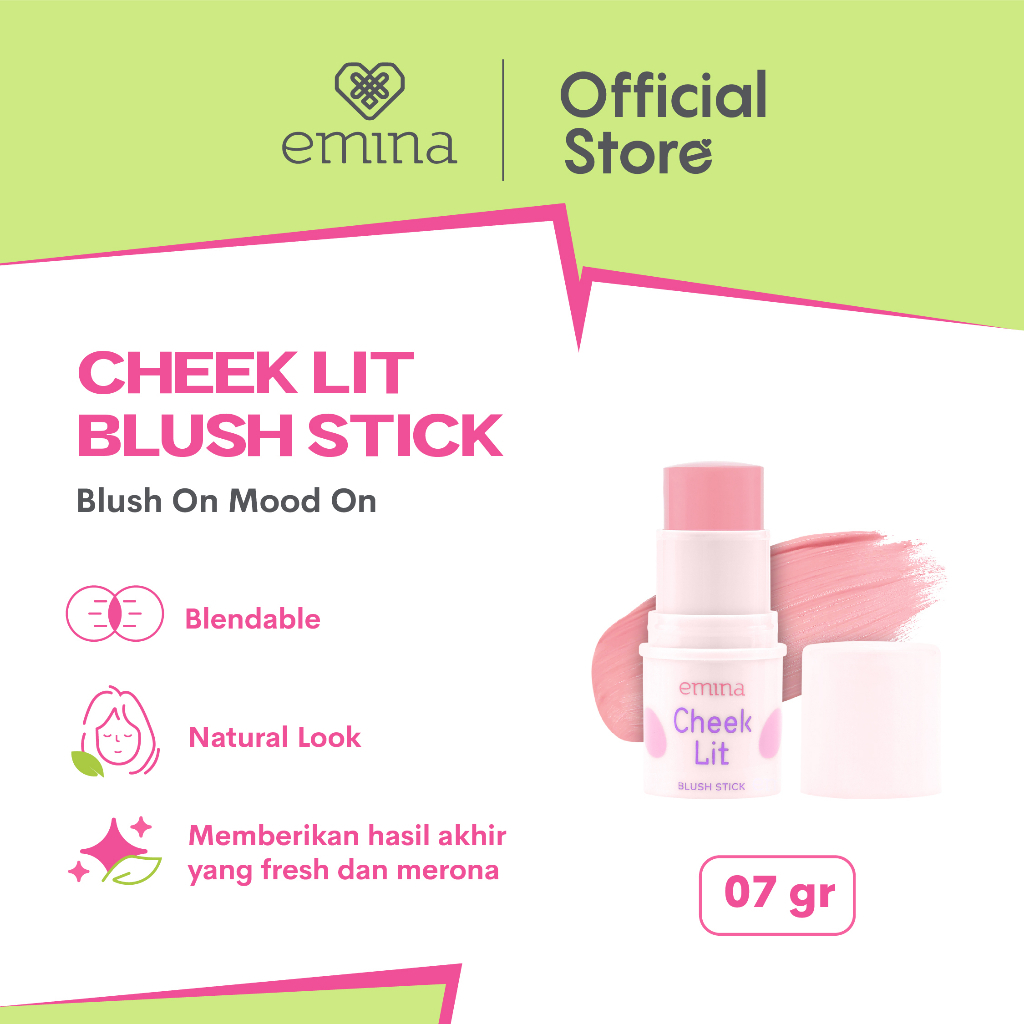 ✨ AKU MURAH ✨ Emina Cheek Lit Blush Stick 7 g - Blush On Praktis, Tekstur Powdery to Creamy, Warna Intense