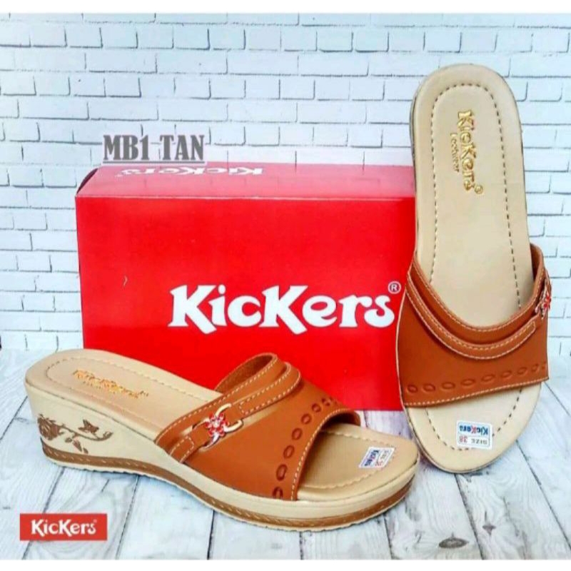 (cod) sandal slop wedges kickers wanita sandal selop slip on sandal pesta