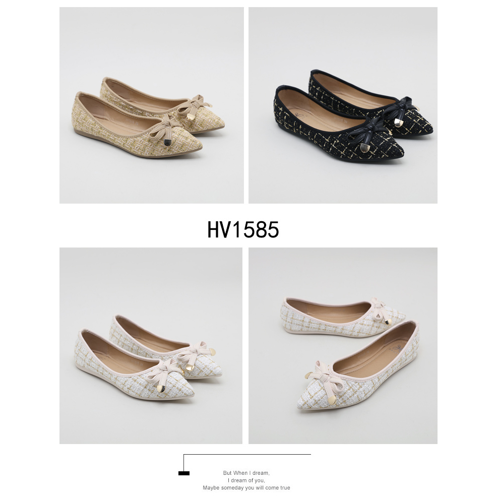 COCO HELIVA Sepatu FlatShoes Teplek Bahan Mesh Motif Pita Ribbon Bow Model Slip On HV1585 Original Brand