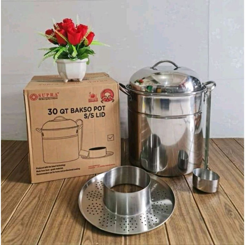 Panci bakso supra 30 QT stainles steel / Dandang bakso Original