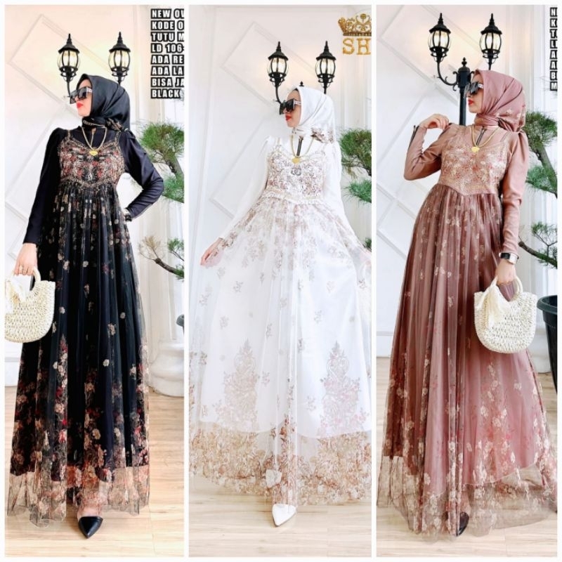 COD  NEW SHR ORI 100% DRESS MAXI overall set tutu mix kaos rajut PREMIUM SYAHIRA