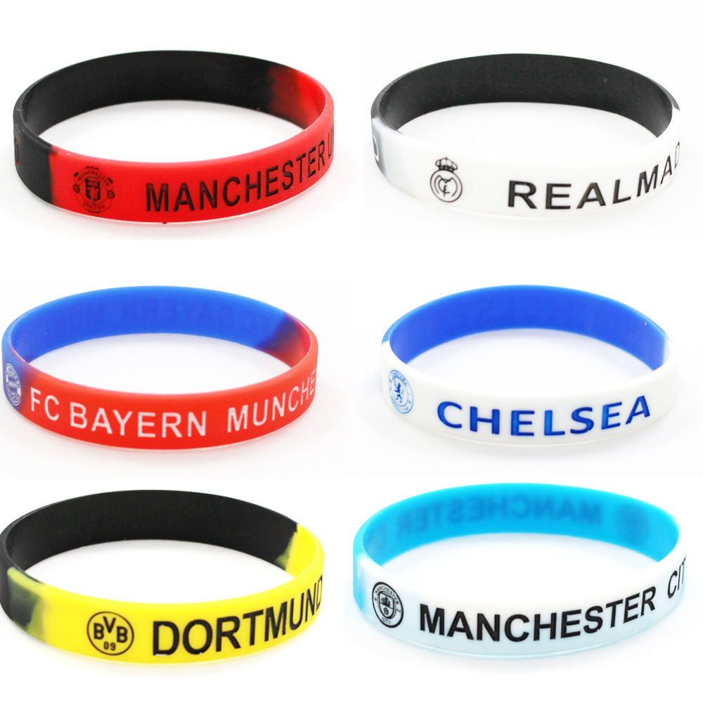 Gelang Silikon Karet Sepakbola Desain Klub Sepak Bola Barca Madrid Juventus Milan Liverpool Arsenal Chelsea PSG Munchen dll