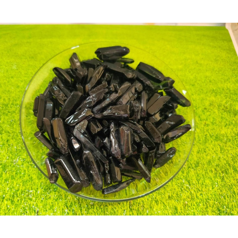 Natural Clear Quartz Point Plating black TITANIUM paket 100 gram