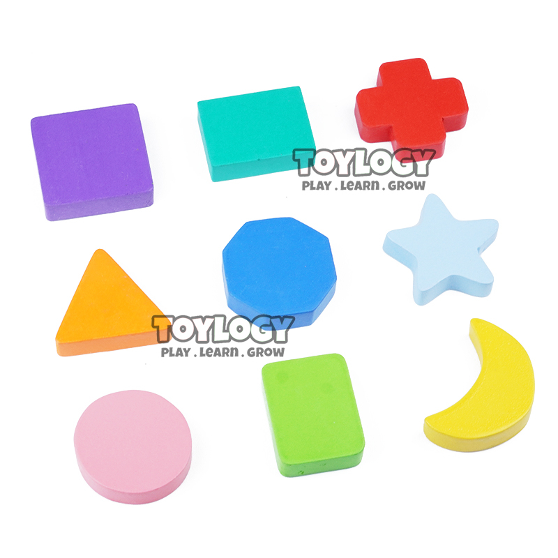 Mainan Edukasi Anak Puzzle Kayu Chunky Shape Bentuk Geometri Wooden