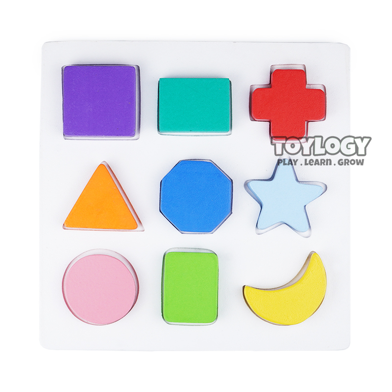 Mainan Edukasi Anak Puzzle Kayu Chunky Shape Bentuk Geometri Wooden