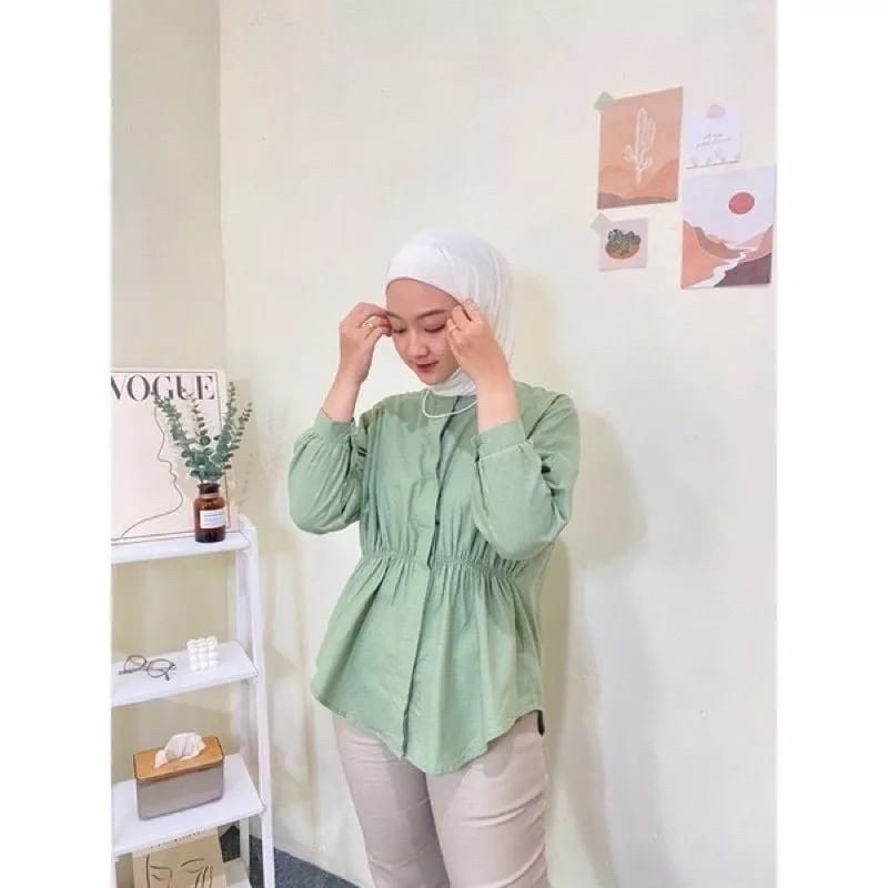 MARGARETH BLOUSE LINEN KERUT