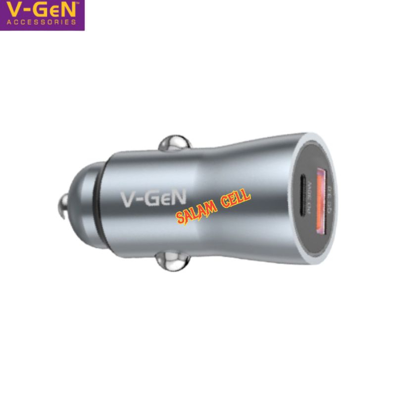 Charger Mobil V-Gen VCC2-36 Fast Car Charger USB 2 PORT PD 30W QC3.0 LED LIGHT PORT