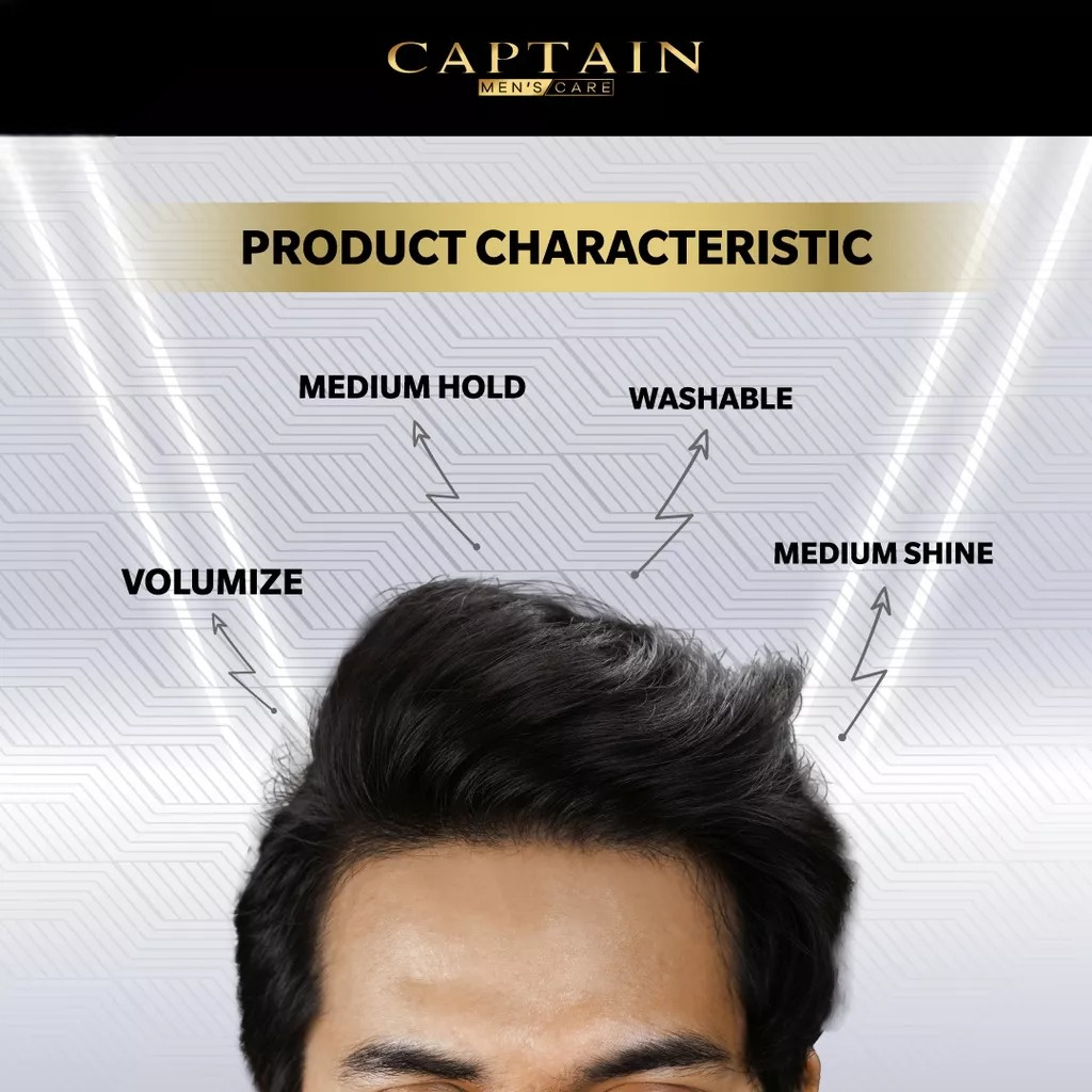 CAPTAIN Clay Pomade Matte Strong Hold - Minyak Wax Styling Pengkilap Penambah Volume Rambut Pomade