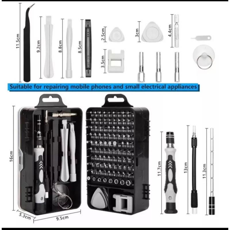 Obeng 115 In 1 Full Set Obeng Service Untuk Komputer Laptop Hp / Service Obeng 115 In 1 / Obeng Hp F