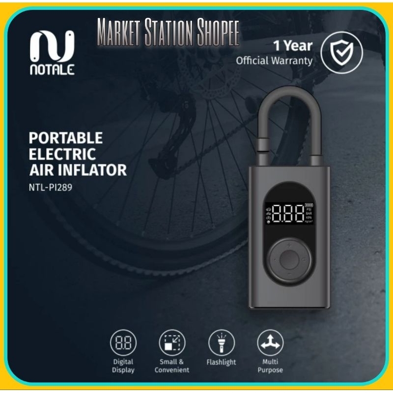 Notale Air Pump Inflator Mini Portable Electric Pompa Ban Mobil Sepeda
