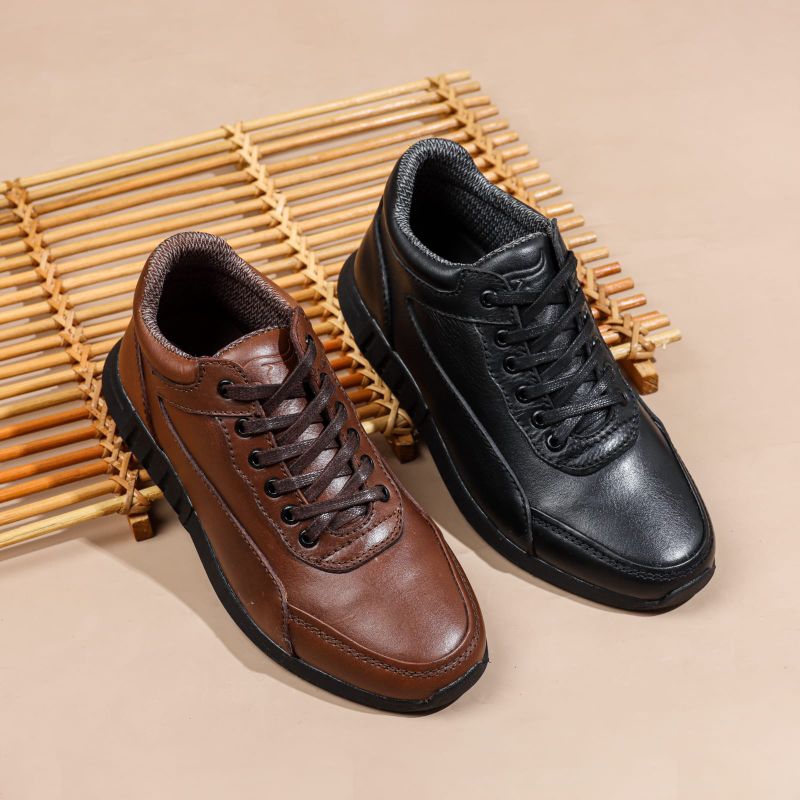 Sepatu Boots Sneaker Kulit Pria Terbaru Original Leather - Az2413