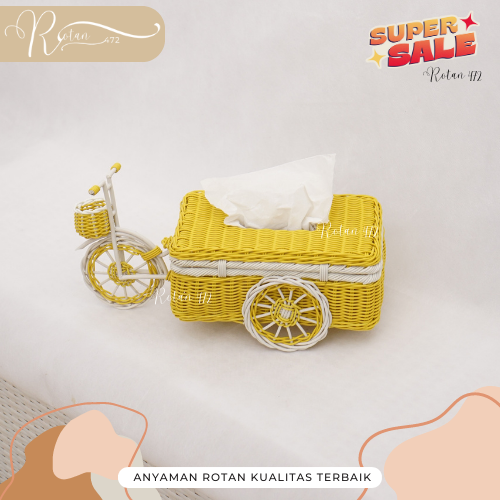 Tempat Tissue MURAH Anyaman Sepeda dari Rotan