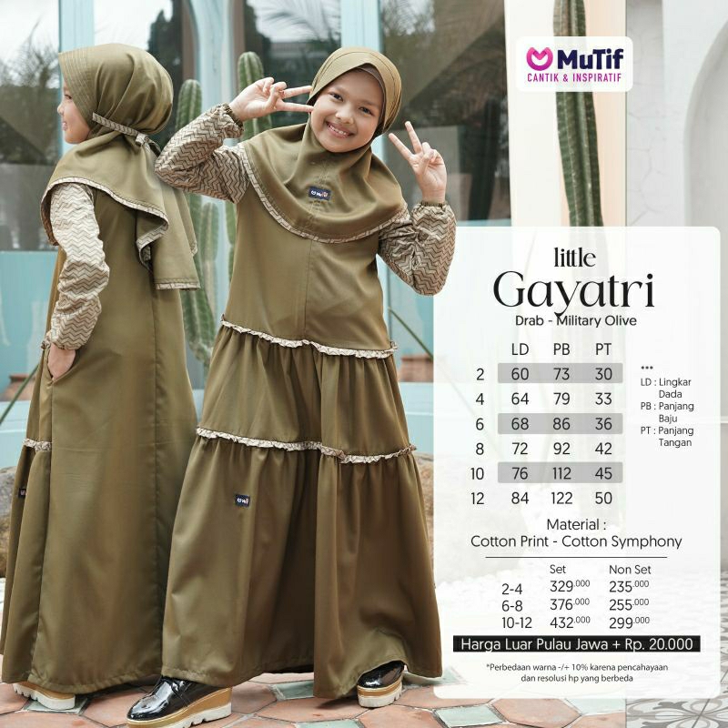 Mutif Sarimbit Gayatri Military Olive Mutif Man Mandala Little Gayatri Little Mandala Baju Muslim Gamis Sarimbit Keluarga Family Series Terbaru Ori Lebaran 2023