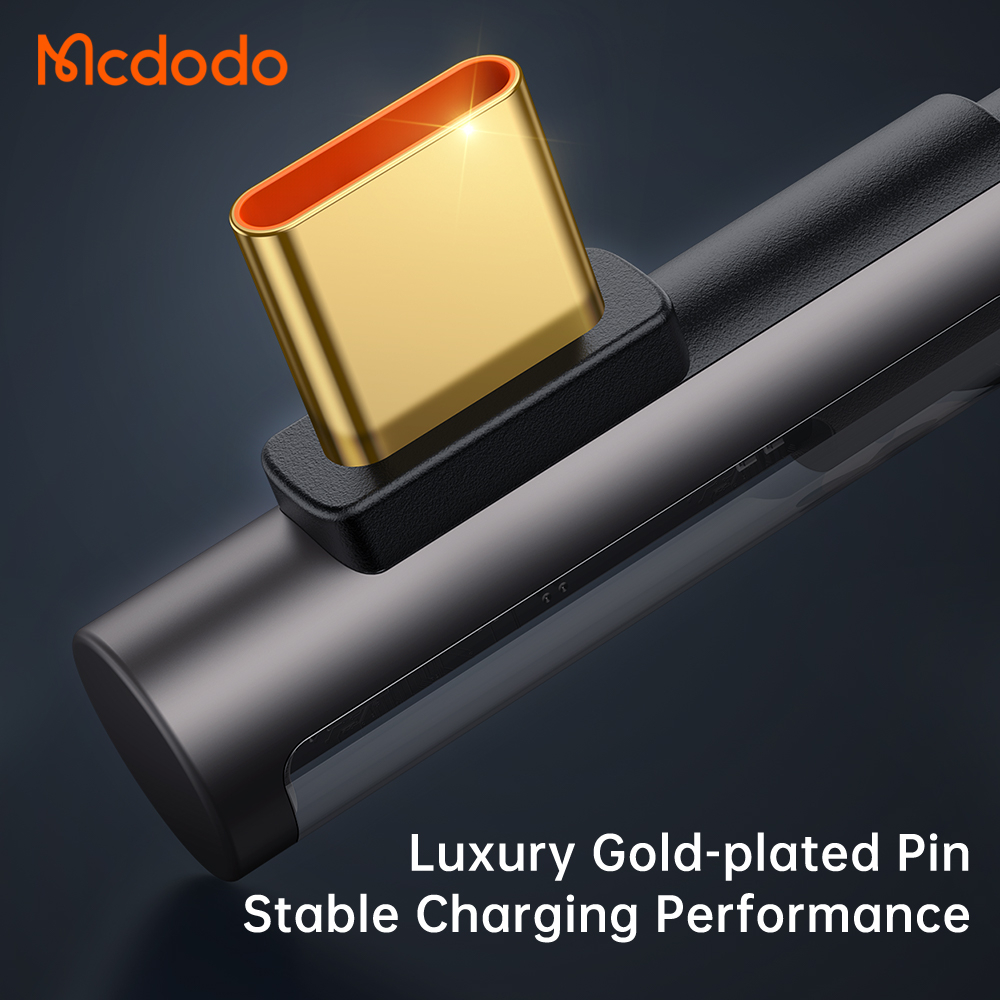 Mcdodo Kabel C to C 100W 90 Degree Angled Fast Charging 5A Transparent