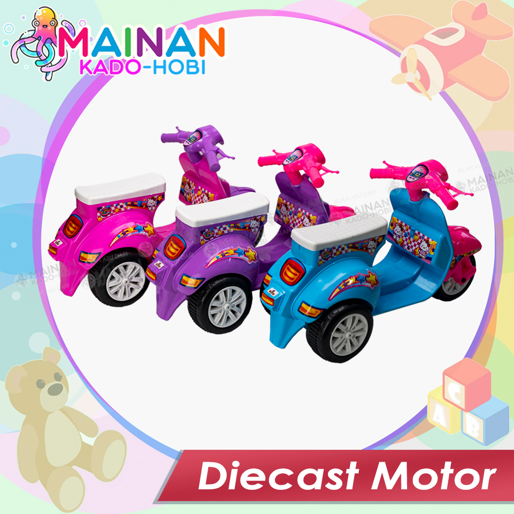 KADO ULANG TAHUN MAINAN DIECAST MOTOR ANAK VESPA KARAKTER LUCU