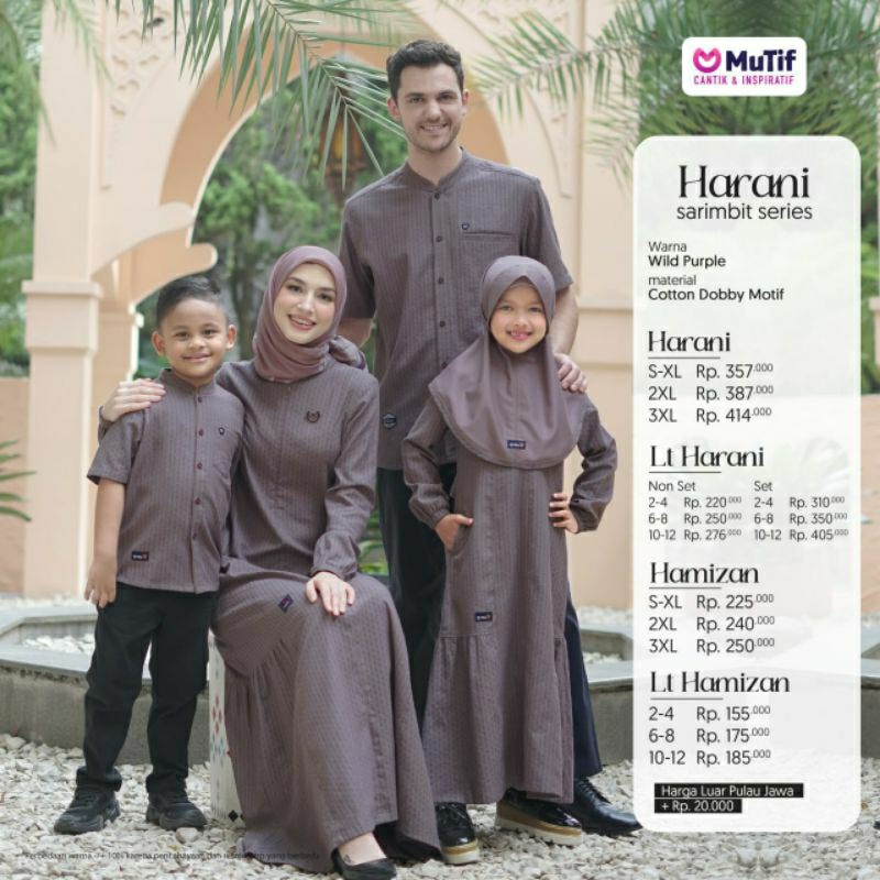 Mutif Sarimbit Harani Wild Purple Mutif Man Hamizan Little Harani Little Hamizan Baju Muslim Gamis Sarimbit Keluarga Family Series Terbaru Ori Lebaran 2023