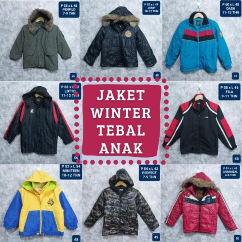 Jacket Winter Tebal Anak 5-15 Thn