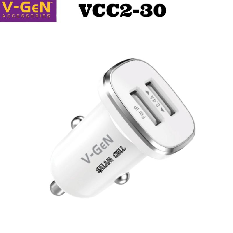 Charger Mobil V-Gen VCC2-30Car Charger USB 2 PORT 2.4A Original Vgen Garansi Resmi