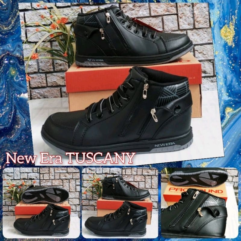 Sepatu sekolah hitam NEW ERA BRANDON TUSCANY SIZE 31/43