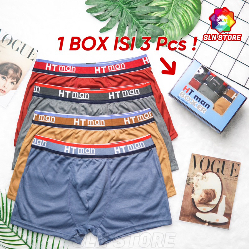 3 Pcs Celana Dalam Pria Dewasa HT Man Boxer 767 Celana Boxer Pria L XL XXL