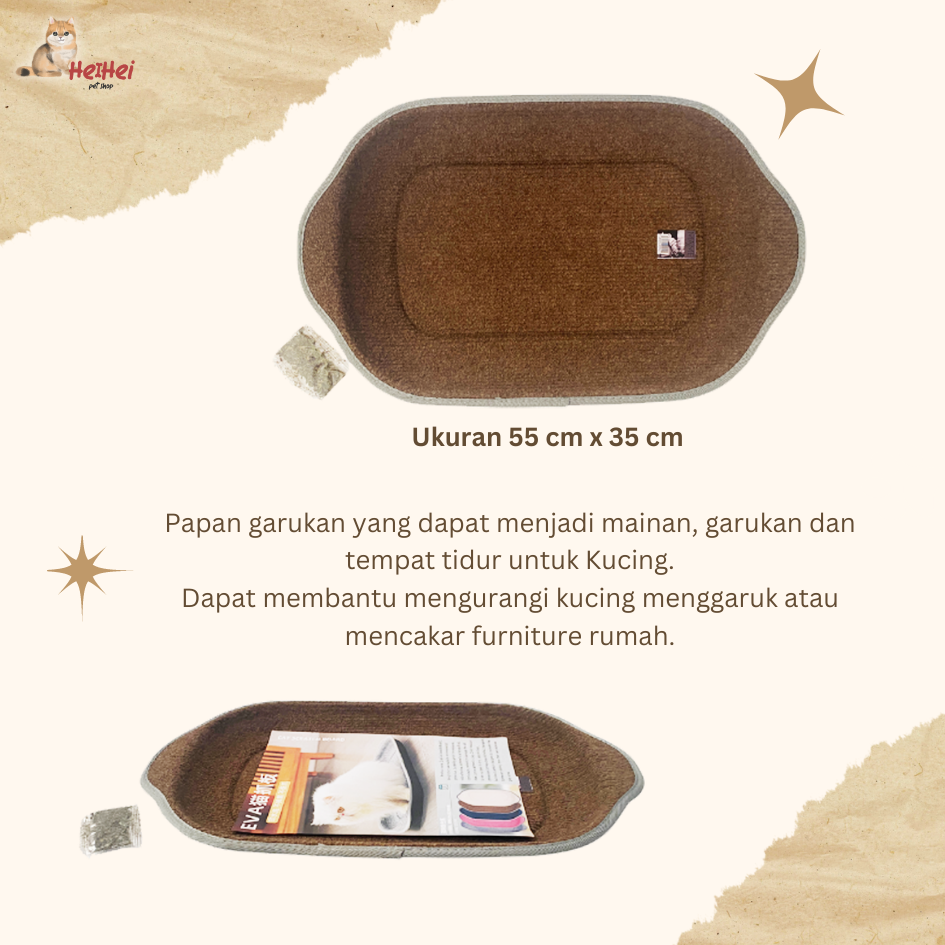 Mame Premium Scratch Pad - Papan Garukan Kucing+Catnip - Cat Scratcher - Cat Scratching Board