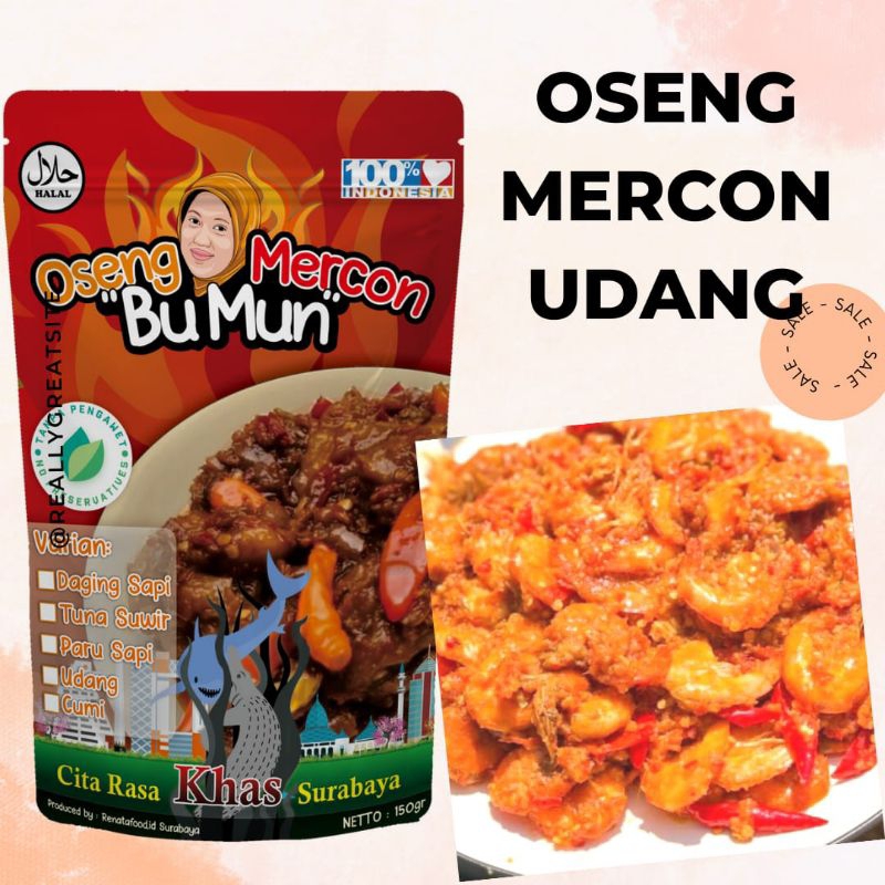 

2Xbtygneal Sakha Snack ) Oseng Mercon Bu Mun/Cumi/Paru/Daging/Tuna/Udang/ 150Gr