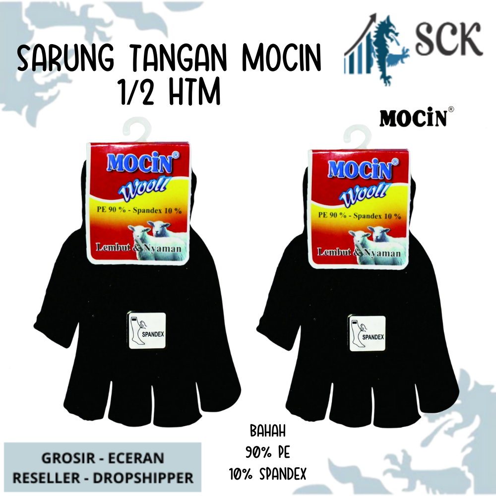 Sarung Tangan MOCIN 1/2 JARI Polos HITAM / Sarung Tangan Perempuan Dewasa Wanita / Perlengkapan Otomotif - sckmenwear GROSIR