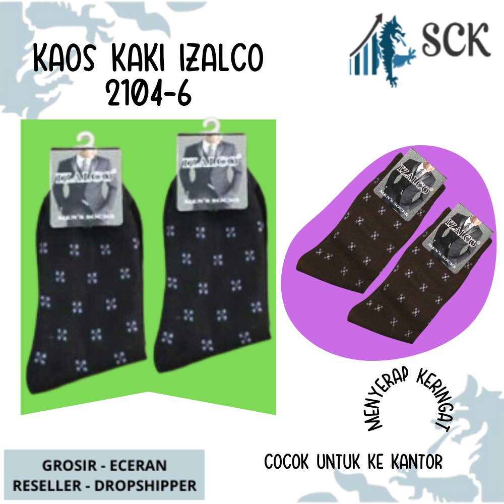 Kaos Kaki Pria IZALCO 2101-6 2104-6 Sebetis / Pakaian Kantor - sckmenwear GROSIR