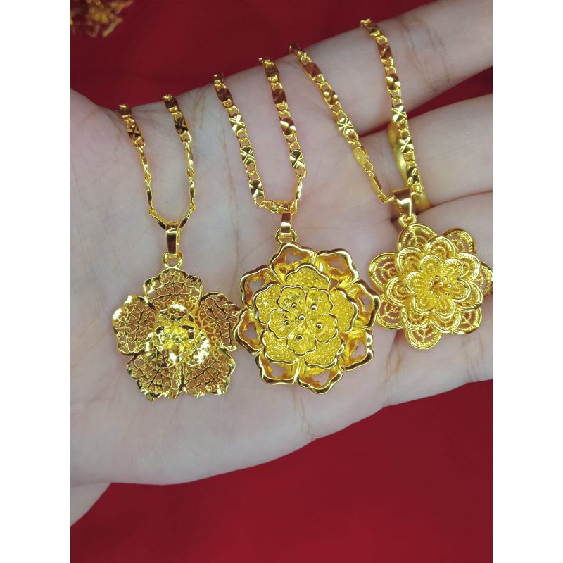 kalung tempe mawar 60cm lapis emas 24 k