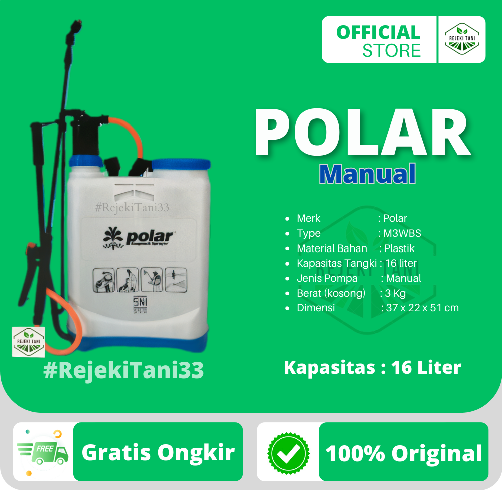 Alat Semprot Pertanian Perkebunan Tangki POLAR Manual Handle Samping 16 Liter Materail Tanki Terbuat