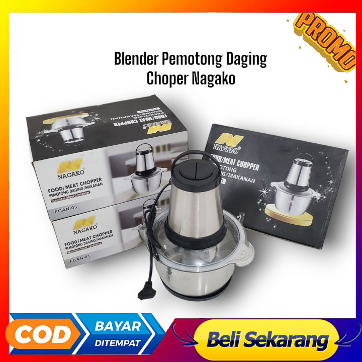 Nagako Chopper Blender Daging Bumbu Penggiling Elektrik Stainless 2 Liter ORI PROMO