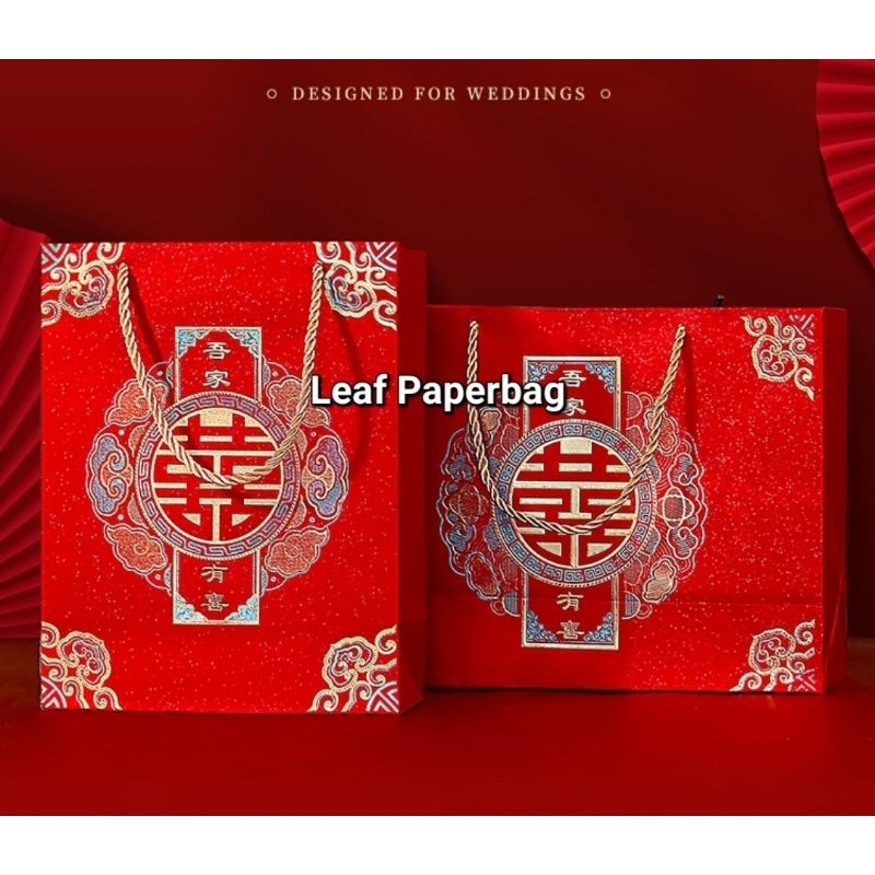 

paper bag tingjing box tingjing wedding sangjit teapay tea ceremony phang teh merah hee suang xi shuang xi